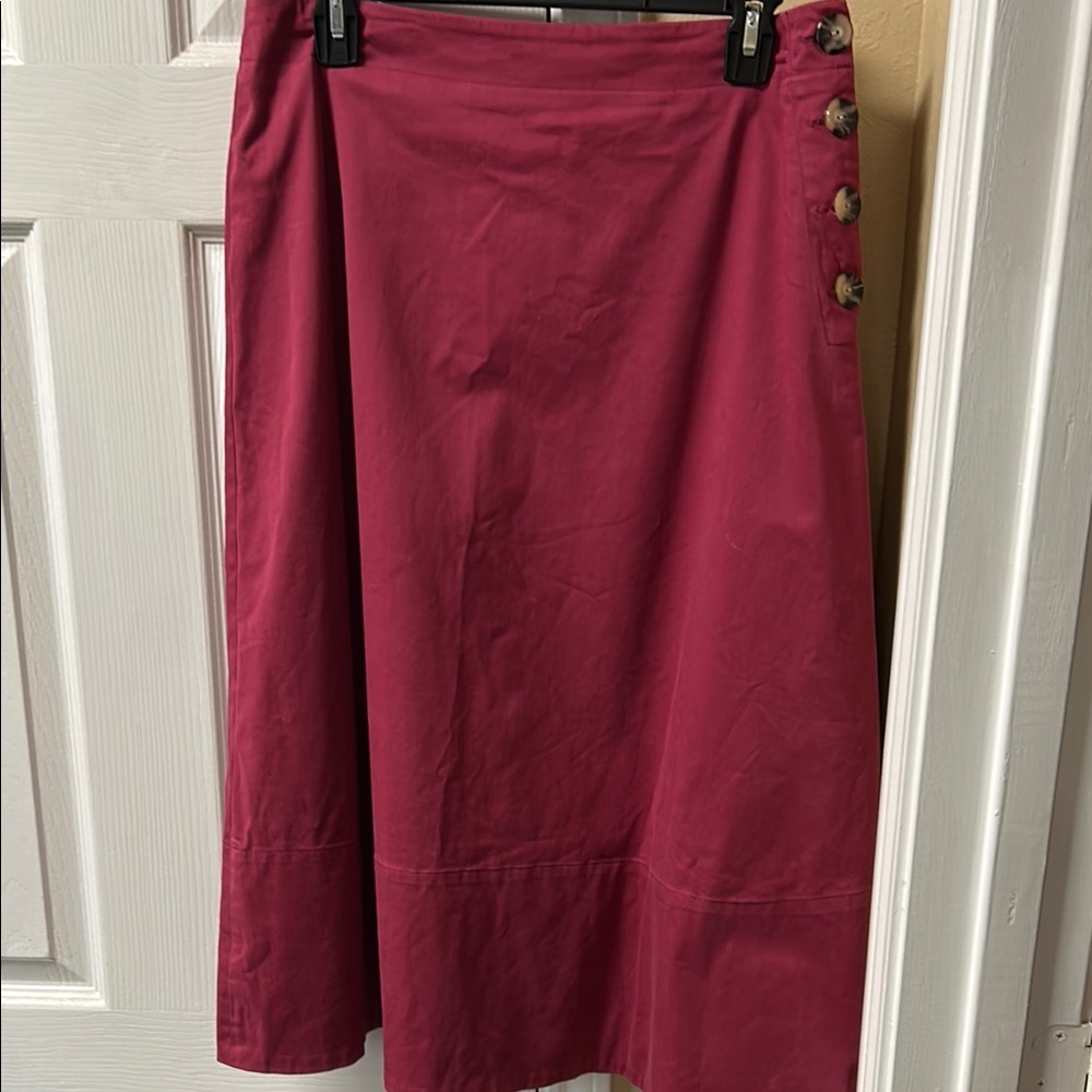 Antonio Melani Magenta Button-Detail Midi Skirt